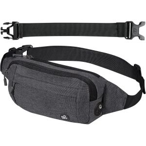 SJZG-Sac Banane Homme Femme: &Eacute;tanche Unisexe Petite Sacoche Banane De Sport Ceinture Allong&eacute;e Pour Randonn&eacute;e Cyclisme Balade Ville Vacances Gris Fonc&eacute; - Neuf