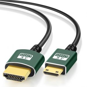 Câble Mini HDMI vers HDMI 2M,Ultra Extrêmement & Fin Flexible Câble Mini HDMI Supporte 3D/4K@60Hz/18Gbps/1080P pour Nikon,Canon,Caméscopes,Ordinateurs portables,Tablet - Neuf