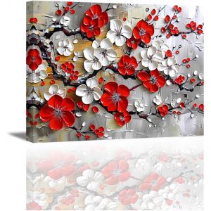 Eryi-Tableaux Sur Toile - Impression Sur Toile Fleurs Épanouies - Peinture De Fleur De Prunier - Image Sur Toile - Tableau Decoration Murale - Cadre Intérieur, Pour Cuisine, Restaurant 40x30cm - Neuf