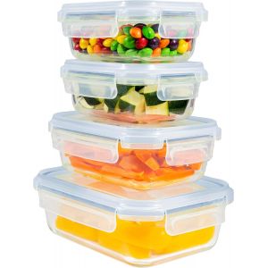 Boite Hermetique Alimentaire Verre - Boite De Conservation Alimentaire,Récipient En Verre Pour Conservation Alimentaire Peu Encombrants Pour Micro-Ondes Et Congélateur (Set De 4,Bleu) - Neuf