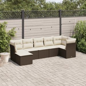 Prolenta Premium - Salon De Jardin Avec Coussins 7 Pcs Marron R&eacute;sine Tress&eacute;e - Neuf