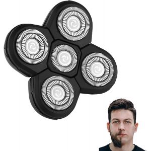Tête De Rasoir Électrique Universelle 5d - Lames De Rechange Hypoallergéniques - Têtes De Rasoir Rotatives Pour Le Visage Et La Tête - Tête De Lame De Secours Pour Homme (Noir, 5 Têtes) - Neuf