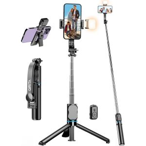 KAL-Perche À Selfie Avec Lumière, Trepied Telephone Portable Avec Télécommande Sans Fil, 42'' Trépied Pour Téléphone Avec Iphone 15/14/13/12/11/Max/Pro/Plus/8/Galaxy Note 10/S20/Google/Oneplus Et Plu - Neuf