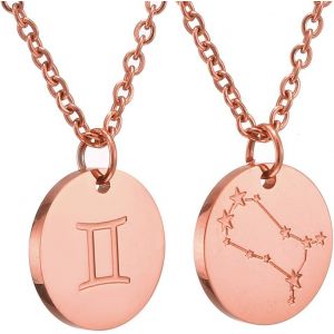 Kal-Zodiac Chain - Collier Pendentif Zodiaque Or/Argent/Or Rose I Collier Zodiaque Acier Inoxydable Femme, Collier Acier Inoxydable Femme - Neuf