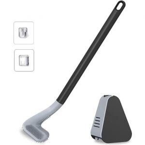 Brosse Toilette Silicone,Brosse Toilettes WC Suspendu Balayette WC Silicone Murale, Brosse de Toilette Golf avec Support à Séchage - Neuf