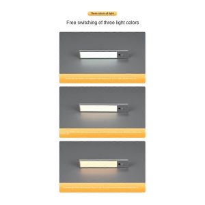 124LED Détecteur de mouvement Lumières Températures intérieures Éclairage sous armoire Éclairage sans fil rechargeable - Neuf