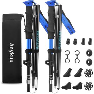 Baton De Marche 2 Pcs,Bâtons De Randonnée Nordique Avec 14 Accessoires D'escalade Telescopiques Antichoc Antidérapant Poles Trekking (Réglables 36-130cm).[Q127] - Neuf