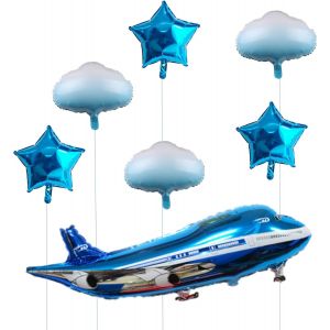 SJZG-Avion 7 Pi&egrave;ces Ballon Gonflable &Eacute;toile Nuage Anniversaire Bleu Pour D&eacute;coration Gar&ccedil;on, F&ecirc;te Th&egrave;me - Neuf