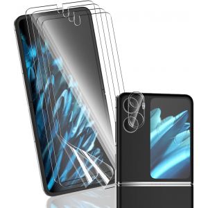 CAUC-Protection d'&eacute;cran pour OPPO Find N2 Flip Non-Verre Tremp&eacute;, 4 Pi&egrave;ces Protection d'&eacute;cran Film Flexible + 1 Pi&egrave;ces Arri&egrave;re Cam&eacute;ra Verre Tremp&eacute;, Haute d&eacute;finition pour OPPO Find N2 Flip - Neuf