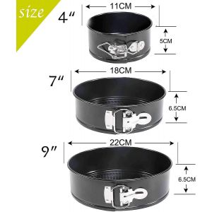 Moule À Gâteau Rond À 3 Étages (10, 18, 23 Cm), Acier Au Carbone Noir, Moule À Charnière (11 Cm, 18 Cm, 22 Cm) - Neuf