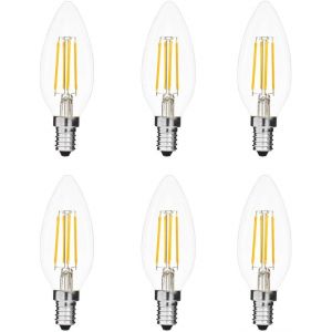 Ampoule Led E14 Forme De Bougie À Filament 4w (Équivalent À 40w Halogène) Blanc Chaud 2700k 600lm Ampoules Flamme Ampoule Bougie Classique E14 Led Vintage Verre Ambré Non Dimmable, Lot De 6 - Neuf