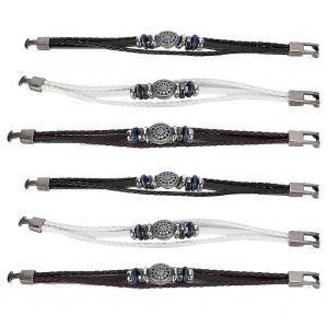 Lot De 6 Bracelets En Cuir Fendu Tress&eacute; &Agrave; La Main Pour Homme Et Femme,Style R&eacute;tro,23 Cm - Neuf