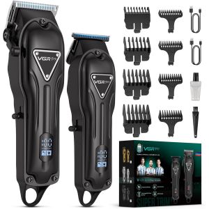Vgrpro Tondeuse Cheveux Hommes,Kit Tondeuse À Cheveux Et Tondeuse Barbe Sans Fil,Kit De Coupe De Cheveux,Tondeuse Electriques Hommes Pour Famille Et Cadeau(Noir) - Neuf