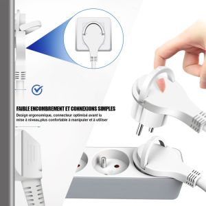 Multiprises 5 Prise avec Interrupteur Fiche Plate, Bloc 5 Prises, Rallonge 3m 230 V avec sécurité Enfant, Blanc - Neuf