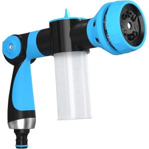 Ulteronixshop-Buse de Tuyau d'Arrosage, Pistolet Pulv&eacute;risateur &agrave; Mousse de Jardin R&eacute;glable 8 Modes de Pulv&eacute;risation avec Distributeur de Savon 3,5oz/100cc, Pour Voiture Plantes Animaux Domestiques Ne - Neuf