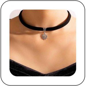 Kal-Boho Noir Daim Collier Ras Du Cou Collier Collier De Velours Flocon De Neige Argent Pendentif De Neige Collier De No&euml;l Flocon De Neige Collier Bijoux Pour Femmes Et Filles - Neuf