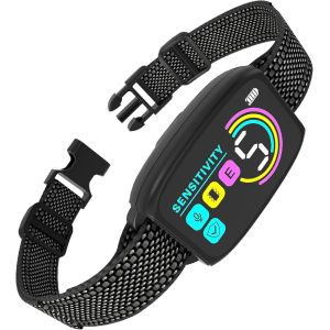 Collier Anti Aboiement Chien Automatique,Détection Intelligente Des Aboiements,Modes Vibration/Choc Statique/Son,8 Niveau D'intensité Réglables,Rechargeable Pour Gros Petit Chiens,Noir - Neuf