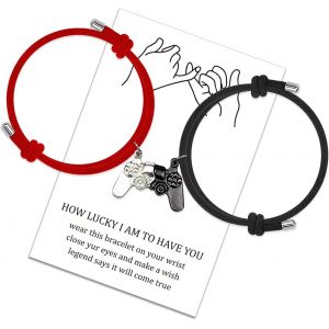 Kal-Bracelet Assorti De Couple Magnétique De Coeur Bracelet De Cordon Réglable Yin Yang Pour Les Cadeaux De La Saint-Valentin Pour Les Meilleurs Amis De La Petite Amie - Neuf