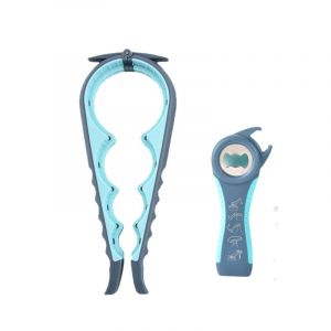 Kit Décapsuleur Gris Bleu, Ouvre-Bocal Multifonction 5 En 1 Et 4 En 1, Facile À Utiliser Pour Les Enfants, Les Personnes Âgées Et Les Personnes Souffrant D'arthrite, Poignée En Silicone - Neuf