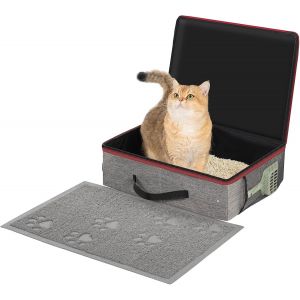 Shiliu-Bac À Litière Portable Pour Chat Avec Couvercle Zippé+1*Pelle À Litière+1*Tapis, Litiere Pour Chat Pliable Léger Et Étanche [ - Neuf