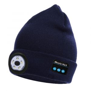 Bluetooth Beanie Hat Avec La Lumière-Bleu,Rechargeable Par Usb Led Projecteur De La Pac Avec Des Écouteurs, Des Haut-Parleurs & Mic Hiver Tricoté Nuit Éclairée Musique Bo - Neuf