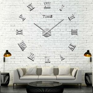 Horloge murale tridimensionnelle à chiffres romains, salon créatif - Neuf