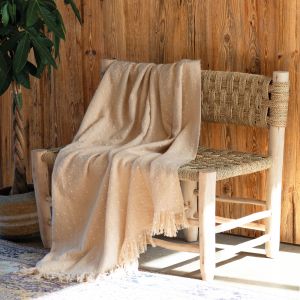 Plaid Doux &Agrave; Franges Aspect Mohair - Neuf