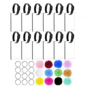 48pcs vierge sublimation bagages étiquettes, double face MDF valise étiquette blanc sac à dos vierge sac à dos nom étiquettes - Neuf