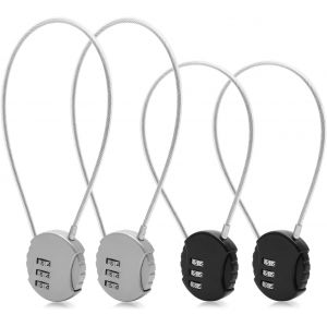 4 Pi&egrave;ces Cadenas Code Cable Long, Cadenas &agrave; Combinaison &agrave; 3 Chiffres, Cadenas Code Valise Avion, Cadenas Code Casier pour College Sport, (2 Tailles) - Neuf