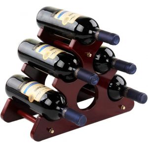 Porte Bouteille Vin Bois 6 Bouteilles,Casier Vin Comptoir Bois Massif,Casier Vin Autoportant Bois Massif,Peut Mettre 6 Bouteilles De Vin,Utilisé Dans Les Bars,Maisons,Cuisines,Armoires - Neuf