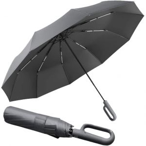 Parapluie De Golf Pliable Extra Large Coupe-Vent De 137,2 Cm - Ouverture Et Fermeture Automatiques - Protection Uv 99 - L&eacute;ger Et Portable - Poign&eacute;e Mousqueton - Neuf