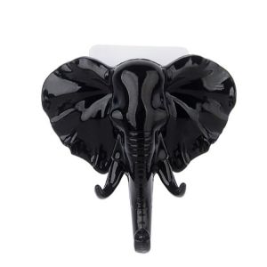 Lot de 2 crochets muraux noirs en forme d'animal, crochets pour clés, éléphant noir, en résine - Neuf