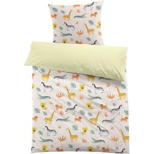Sjzg-Housse De Couette 140x200 Enfant Fille Gar&ccedil;on Animal Parure De Lit 1 Personne En Microfibre Dessin Anim&eacute; Cartoon 3d Imprim&eacute; Avec Taie D'oreiller 65x65 Cadeau F&ecirc;te Anniversaire, Animal02 - Neuf