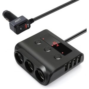 Multi Prise Allume Cigare USB,9 Ports 180W Chargeur de Voiture 3 Prises,Charge Rapide Chargeur with USB C USB A de Voiture pour iPhone 15 14 13 12 11 Pro Max Samsung S23 Huawei iPad GPS Dash Cam - Neuf