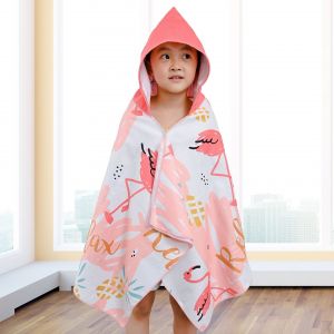 Serviette De Plage À Capuche Pour Enfants, Serviette De Bain À Séchage Rapide, Serviette De Piscine À Capuche Pour Filles Et Garçons, Motif Flamant Rose - Neuf