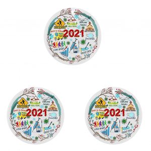 3pcs 2022 Noël rond en bois Liste Arbre de Noël Ornement Tag - Neuf