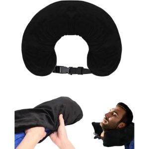 Oreiller De Voyage A Remplir De Vetement,Oreiller Voyage,Coussin De Nuque Remplissable Pour Avion,Housse De Coussin De Nuque Tubulaire En Forme De U Sans Rembourrage Pour Voyage (Noir) - Neuf