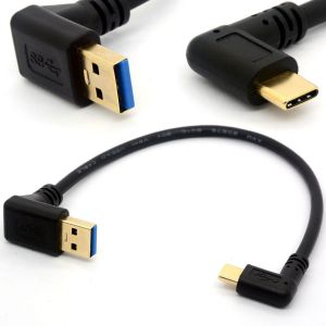 Centbest 90 Degr&eacute;s Usb 3.0 Vers Type C C&acirc;ble M&acirc;le &Agrave; Angle Gauche/Droite Plaqu&eacute; Or Cordon D'Extension Usb C Transfert De Donn&eacute;es Synchronisation - Neuf