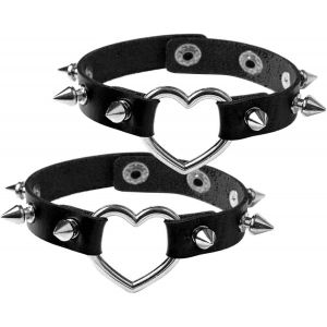 Kal-Milkaoo Bracelet Punk En Cuir Pu En Forme De C?ur Pour Homme Et Femme Style Vintage - Neuf