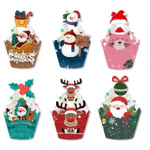 PC G&acirc;teau de No&euml;l Wrappers Toppers Approvisionnements de Partie de Cupcake Wrappers Santa Elfe de Bonhomme de neige Renne Cupcake D&eacute;coration de F&ecirc;te de No&euml;l - Neuf