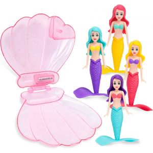 KAL-Lot De 4 Jouets De Piscine En Forme De Coquillage De Sir&egrave;ne Et 1 Coquillage Rose, Jouets De Plong&eacute;e En Forme De Sir&egrave;ne, Jouets De Piscine, Jeux De Plong&eacute;e, Cadeaux Pour Enfants, Fournitures De F&ecirc; - Neuf