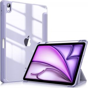 Coque pour iPad Air 11 Pouces M3/M2 (2025/2024), iPad Air 5/4 10.9 Pouces (2022/2020) - [Rangement de Stylet] Housse Transparente Claire Etui Antichoc Veille/R&iquest;&iquest;veil Auto, Lilas - Neuf