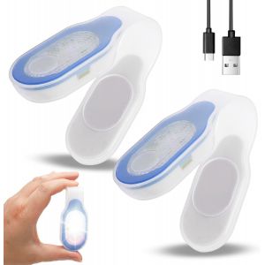 ERYI-Lot De 2 Lampes Led À Clip - Pour Infirmière - Rechargeable Par Usb - Lampe De Poche À Clip Sur Vêtements - Lumière De Sécurité Led - Cartable Pour Le Camping - Bleu - Neuf