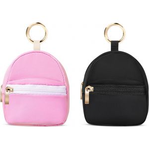Rfcbc-Mini Porte-Monnaie, Toile Noire Et Rose - Neuf