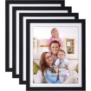 Cadre Photo Noir Lot De 4,Cadre Photo 20X25Cm Avec Passe-Partout &Agrave; Poser Ou &Agrave; Suspendre Pour Chambre,Bureau Ou Galerie - Neuf