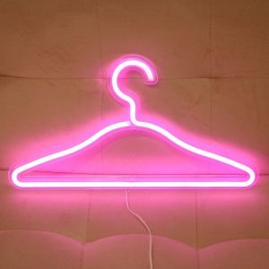 Néon Led Pour Cintre, Alimenté Par Usb, Luminaire Décoratif Pour Mur, Veilleuse, Support À Vêtements, Décoration Murale (Cintre, Lumière Rose) - Neuf