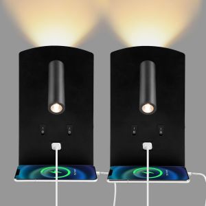 2pcs Applique Murale Interieur Led, Liseuse De Chevet Avec Interrupteur, Port De Charge Usb, Rotation &Agrave; 360&deg;Liseuses Murales, 3000k Lampe De Lecture De Chevet Applique Murale Pour Chambre, Salon(C) - Neuf