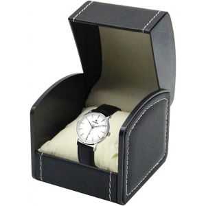 Kal-Bo&icirc;te &Agrave; Montres Simple Pour Homme Et Femme - En Cuir Synth&eacute;tique - Avec Coussin - Petite Bo&icirc;te Pour Montres, Bijoux, Pendentifs, Colliers, Bracelets, Hommes Et Femmes (Noir) - Neuf