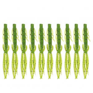 Lot De 10 Leurres Uv Slim Flapper Shrimp Pour La Peche A La Truite Et Au Bar En Eau Douce, Accessoire Vert Et Noir - Neuf
