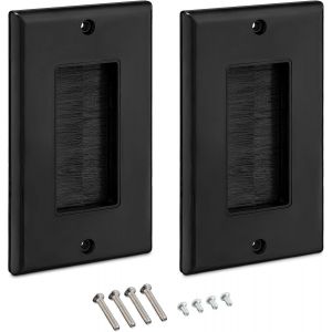 KALANKA-Plaque Murale Brosse - Lot de 2X Passe-câble Murale Sortie connecteur Audio vidéo - Prise encastrable pour Passage de câble TV HDMI Hi-FI - Neuf
